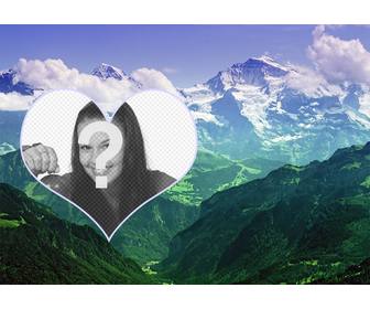 collage ihr foto in einer landschaft mit bergen legte