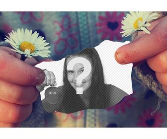 fotomontage um ihr foto setzen erlitten in den handen eines kindes