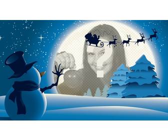 weihnachtskarte mit einem schneemann winken nach santa