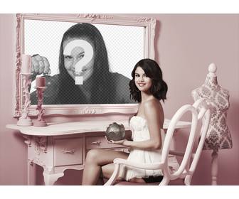 fotomontage mit selena gomez ein bild neben ihr in einem spiegel setzen