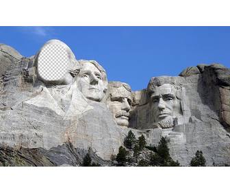 freie fotomontage ihr gesicht auf dem beruhmten werk von mount rushmoreen zu setzen