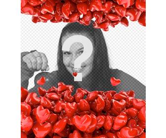 fotorahmen mit roten herzformigen luftballons