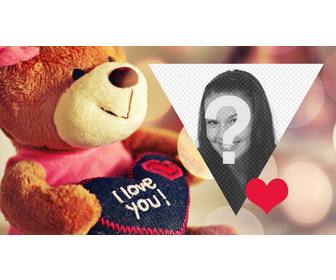 valentine postkarte mit einem teddy mit ihrem foto zu personalisieren