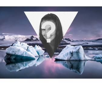 hipster collage ihr foto auf einem gletscher legte