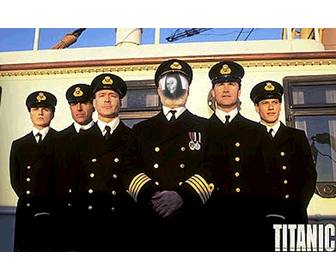 fotomontage der kapitan der titanic mit ihrem eigenen foto