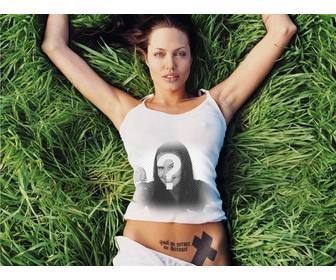 mit diesem foto-effekt gehen sie in das t-shirt der sexy angelina jolie weiter