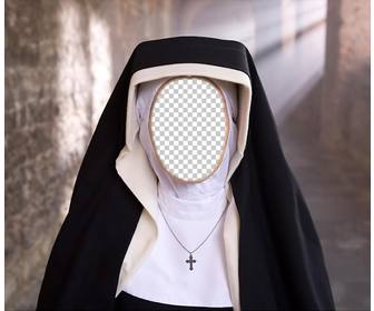 fotomontage einer nonne um das foto ihres gesichts zu setzen