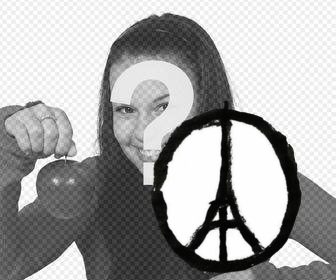 zeichnung symbol des friedens mit dem eiffel-turm in der mitte zu unterstutzen setzen frankreich in ihrem profilbild