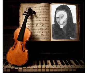 laden sie ihr foto dieser fotomontage einer violine und klavier