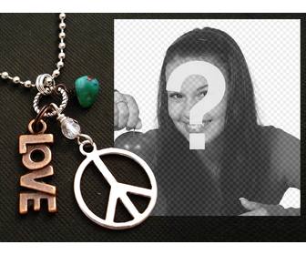 photo-effekt mit peace-zeichen und dem wort liebe