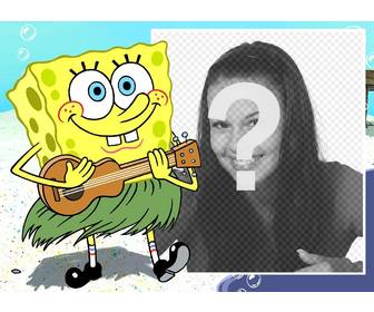 foto wirkung spongebob mit einer ukulele fur ihr foto