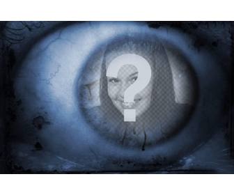 terror auge wo sie ihr foto in der reflexion hinzufugen konnen ihre freunde mit diesem effekt eines auges des schreckens