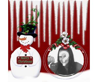 abgerundete bilderrahmen mit einem schneemann wo sie ihr foto in einer weihnachtskugel setzen konnen