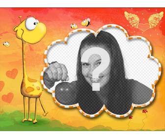 editierbare kinder mit einer giraffe feldfotos