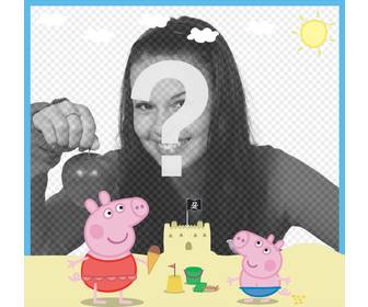 bearbeiten sie diesen bilderrahmen mit peppa pig und george am strand