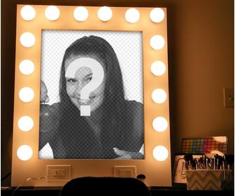 foto effekt eines spiegels mit licht und make-up ihr ​​foto