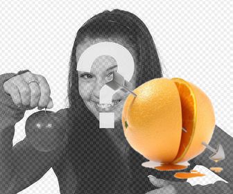 foto-effekt eine orange mit einem pfeil der liebe auf ihre fotos