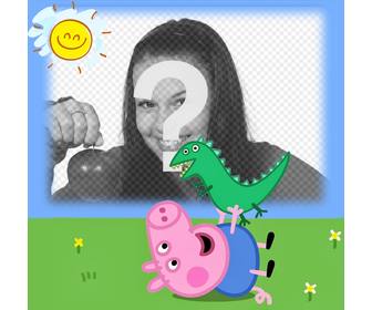 laden sie ihr foto mit george von peppa pig mit seinem dinosaurier spielzeug