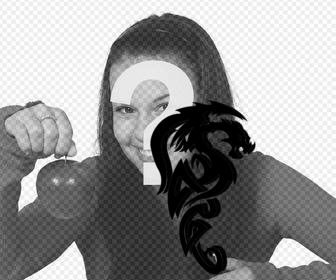 tattoo eines stammes-drachen in ihren fotos hinzufugen wie ein aufkleber