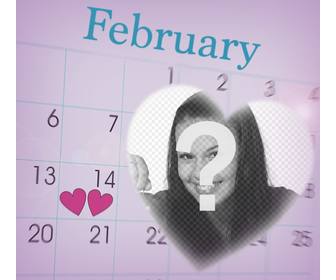 feiern sie valentinstag mit diesem fotomontage eines kalender februar