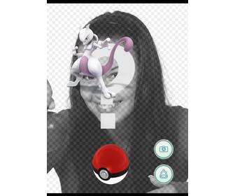 foto-effekt mit mewtwo in pokemon go-spiel ihr foto