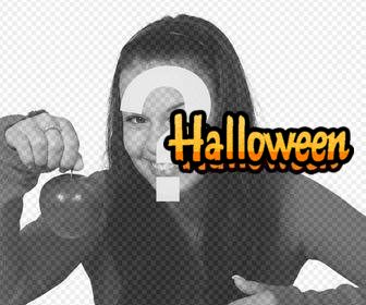 dekorieren sie ihre fotos mit dem wort halloween als online-aufkleber bereit