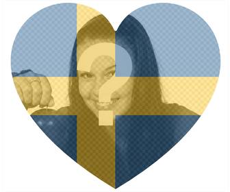 schweden-flagge herz als filter geformt um ihre fotos zu