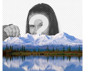 fugen sie ihr foto auf einem schneebedeckten berg mit dieser ursprunglichen fotomontage