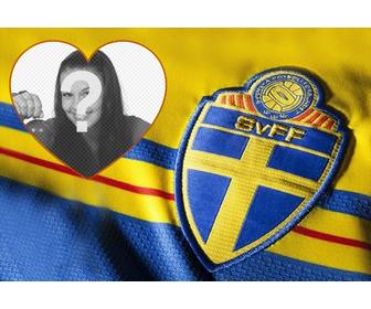montage ihr foto neben dem fußballhemd von schweden