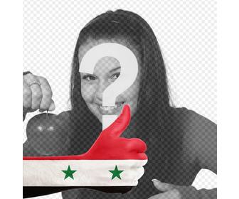 hand mit syrien-flagge ihr foto hinzufugen online-