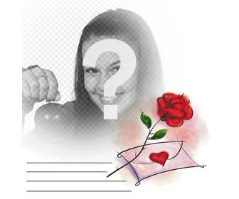 foto-effekt mit einer roten rose und ein liebesbrief sie bearbeiten konnen