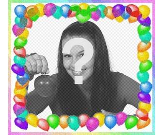 foto rahmen aus mit bunten luftballons fur geburtstagsgruße