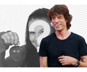 Erstellen Sie eine Fotomontage mit dem berühmten Sänger Mick Jagger von den Rolling Stones