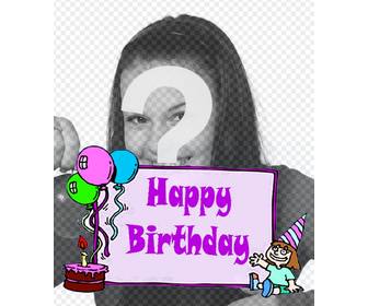 girl quots geburtstag karte mit den worten quothappy birthdayquot und einem kuchen mit luftballons um ihr foto zu machen