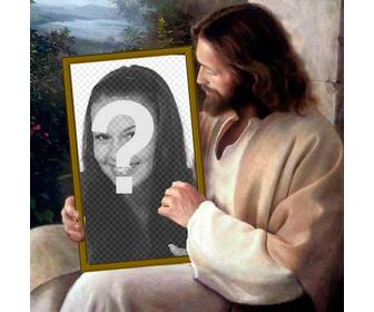 setzen sie ihr bild in ein bild das jesus christus halt