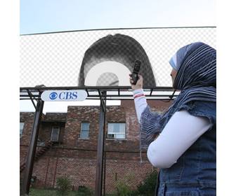 sacandole frauen montage ein bild von einem banner mit einem etikett von cbs die als online-radio-fernseh-online begann setzen sie ihr bild auf den zaun