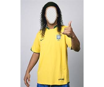 fotomontage zu sein ronaldinho mit dem t-shirt der brasilianischen mannschaft ihr foto