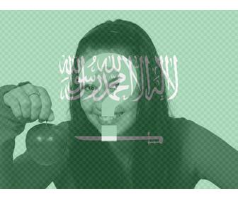 fotomontage die flagge von saudi-arabien zusammen mit einem foto das sie hochladen kannst