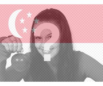 montage an singapur-flagge mit einem foto das sie hochladen setzen gemischt