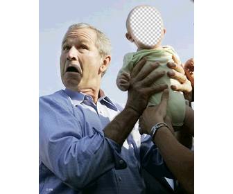 bearbeiten sie diesen spaß fotomontage mit george bush und ein baby