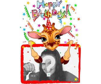 anpassbare grußkarte mit einer giraffe geburtstag