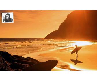 twitter-hintergrund-vorlage mit ihrem foto surfer am strand