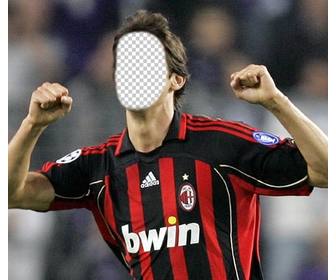 fotomontage von kaka mit dem mailand-trikot ihr gesicht zu setzen