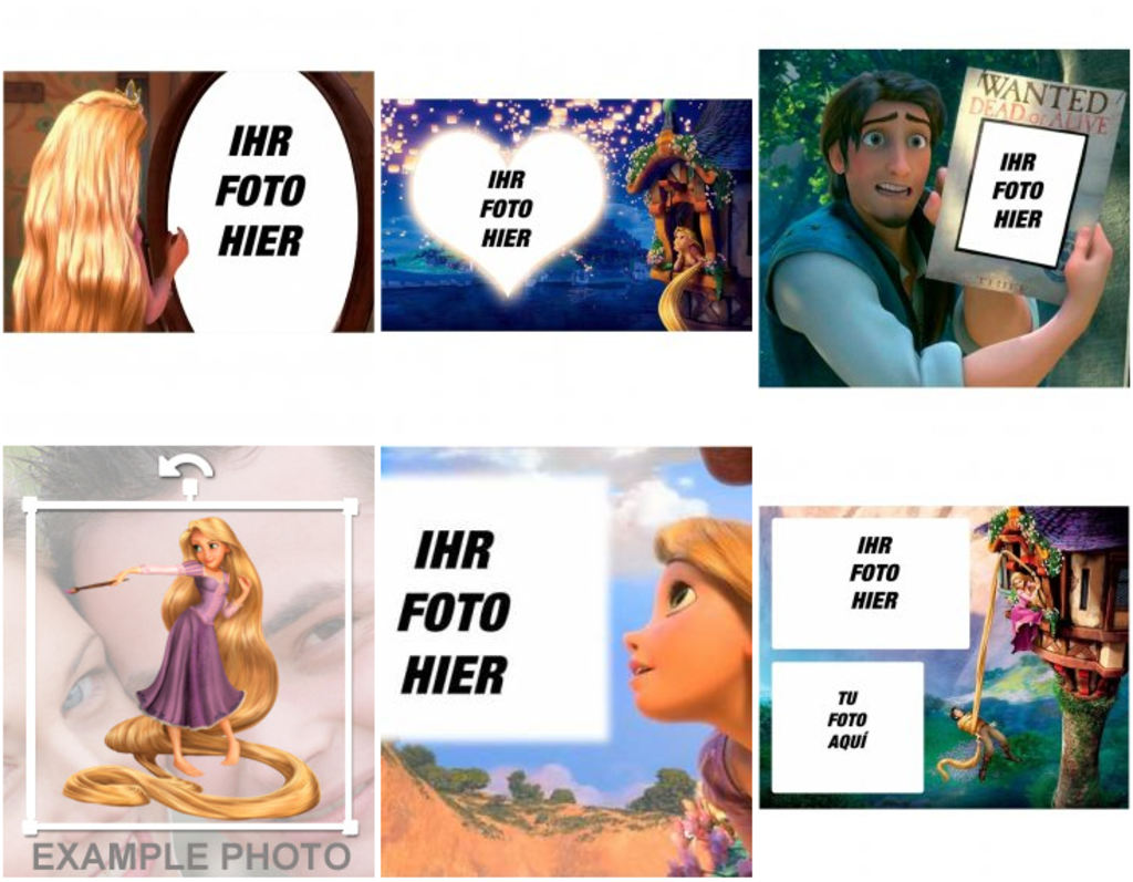 Bilderrahmen, Fotocollagen und andere lustige Effekte von Disney  's Film Tangled