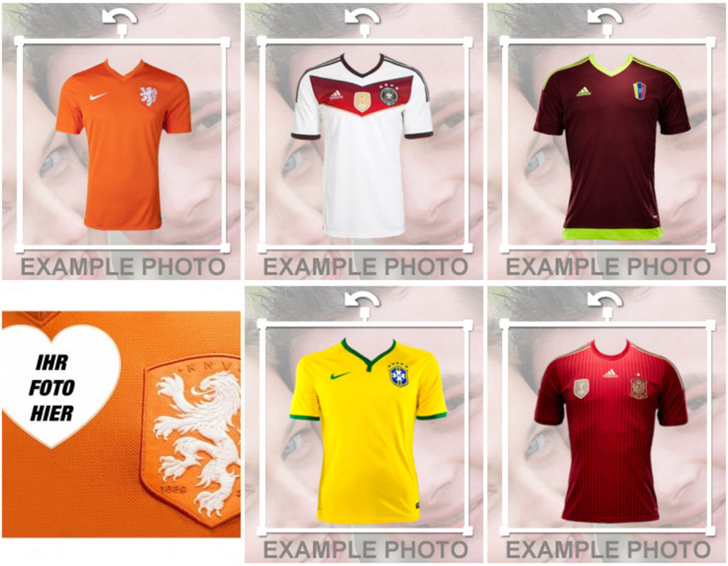 Fotoeffekte und Aufkleber des Fußball-Teams T-Shirts für Ihre Fotos
