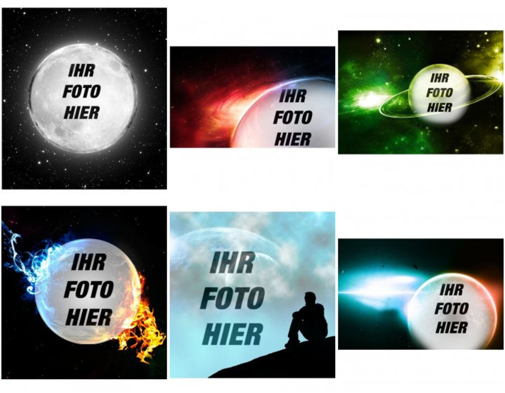 Fotomontage, um Ihre Fotos in Planeten-Designs setzen