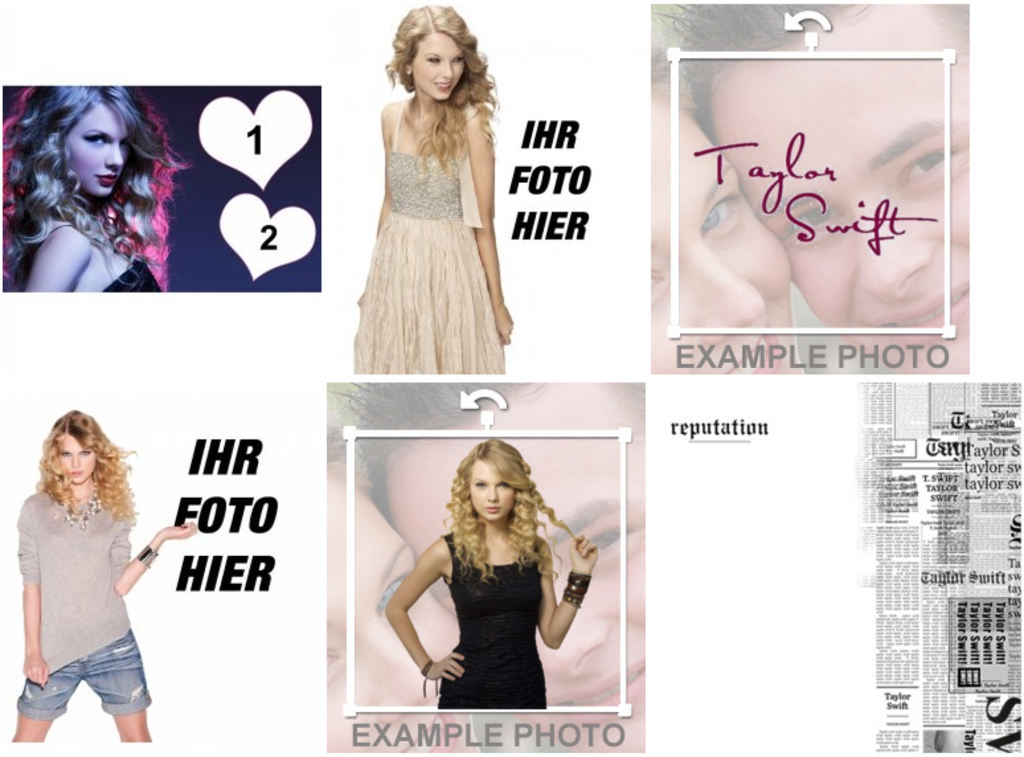 Fotomontagen und Aufkleber mit Taylor Swift