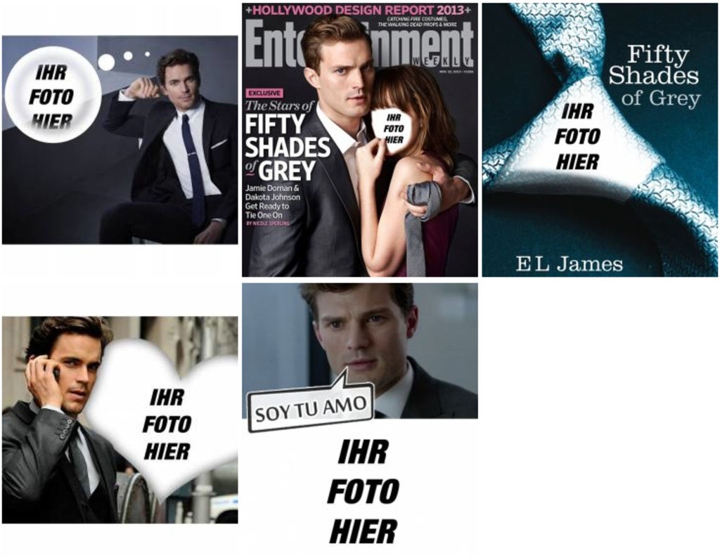 Fotomontagen und Fotoeffekte der Buch und Film 50 Shades of Grey