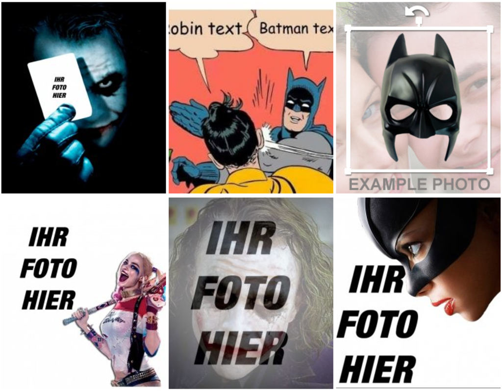 Fotomontagen von Batman und anderen Zeichen