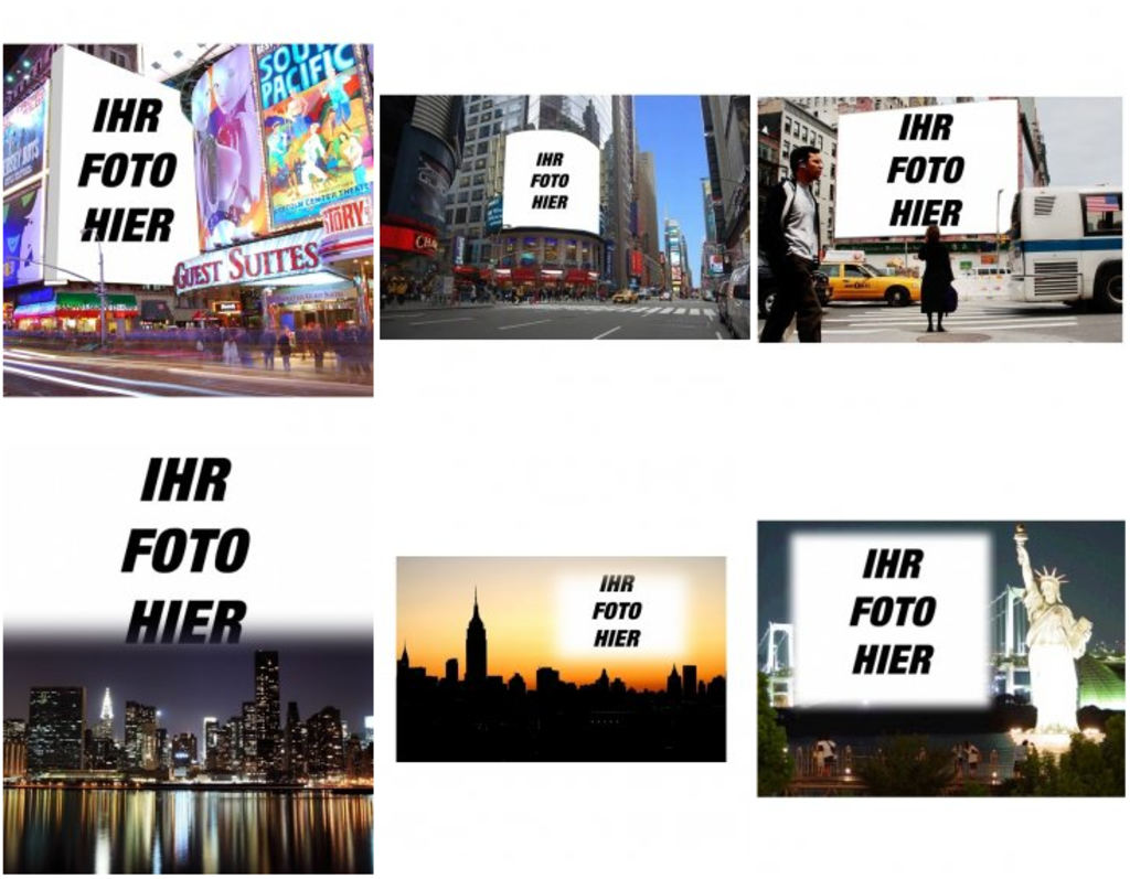 Postkarten und Fotomontagen von New York